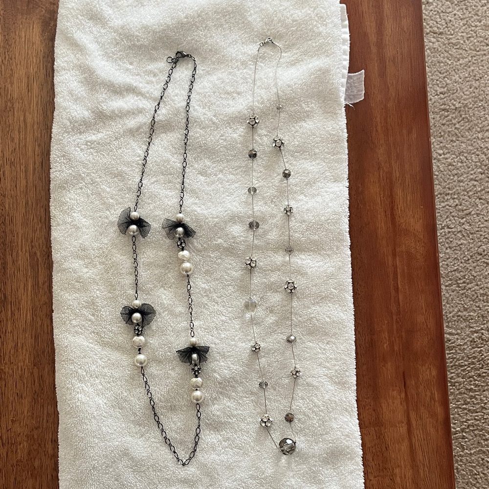 Ann Taylor Factory Black and Silver Necklace Set